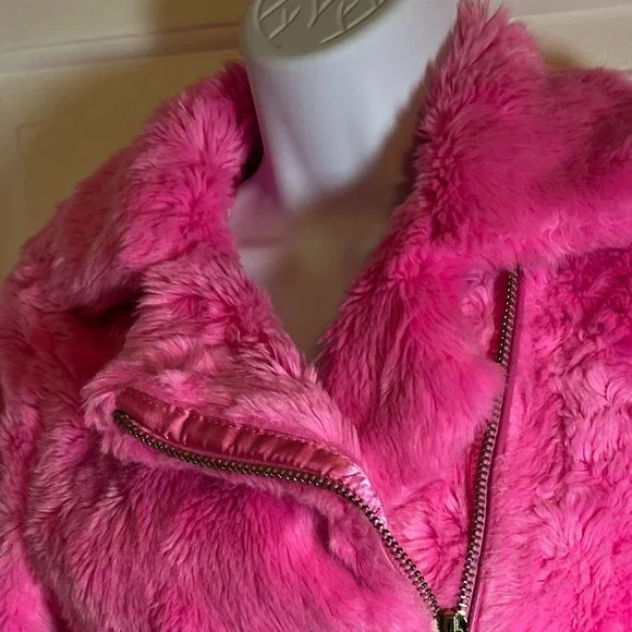 NWT Gorgeous Juicy Couture Faux Fur Hot Pink Coat XS - Picture 10 of 12